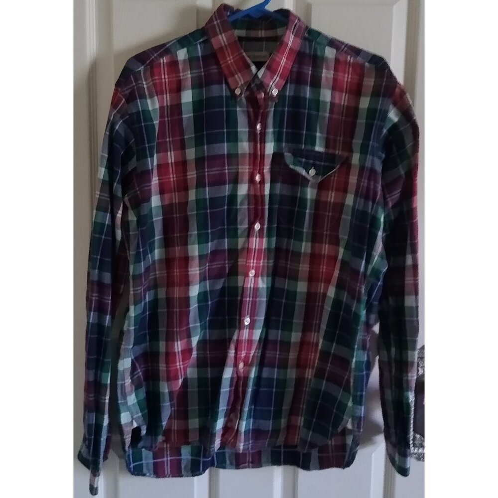Oliver Spencer Button Down Tartan Shirt Size 16 Preppy Ivy League London England